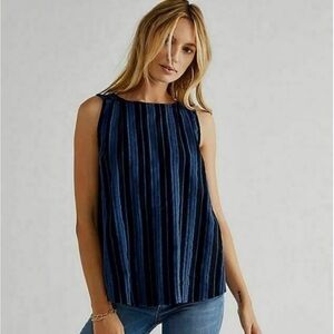 Free People By My Side Stripe Reversible Tie Front Sleeveless Top Size XS NWOT